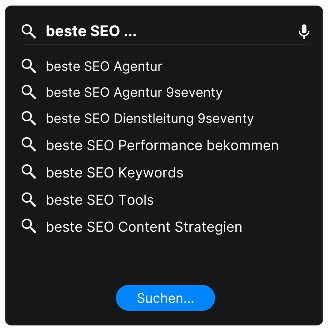 SEO Leistungen - Nachbau der Google Suche